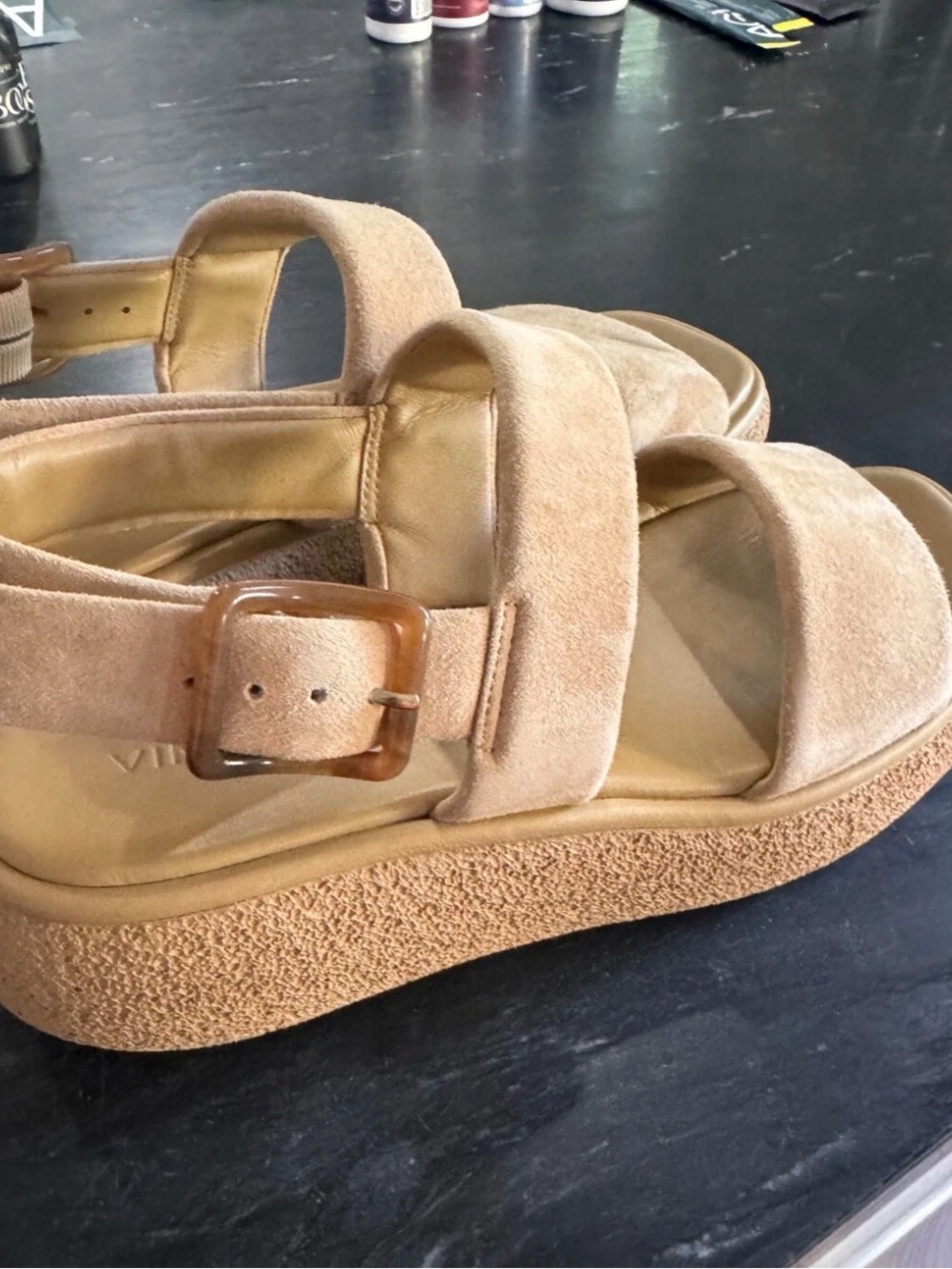Vince Laguna platform suede beige tan nude sandals 8.5 - Picture 3 of 12